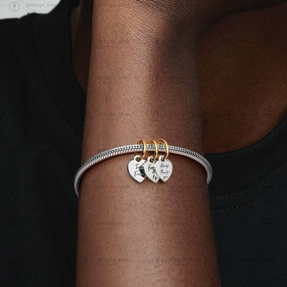 Pandora Two-tone Splittable Friendship Triple Dangle Charm|Two-tone - Picture 2 of 2